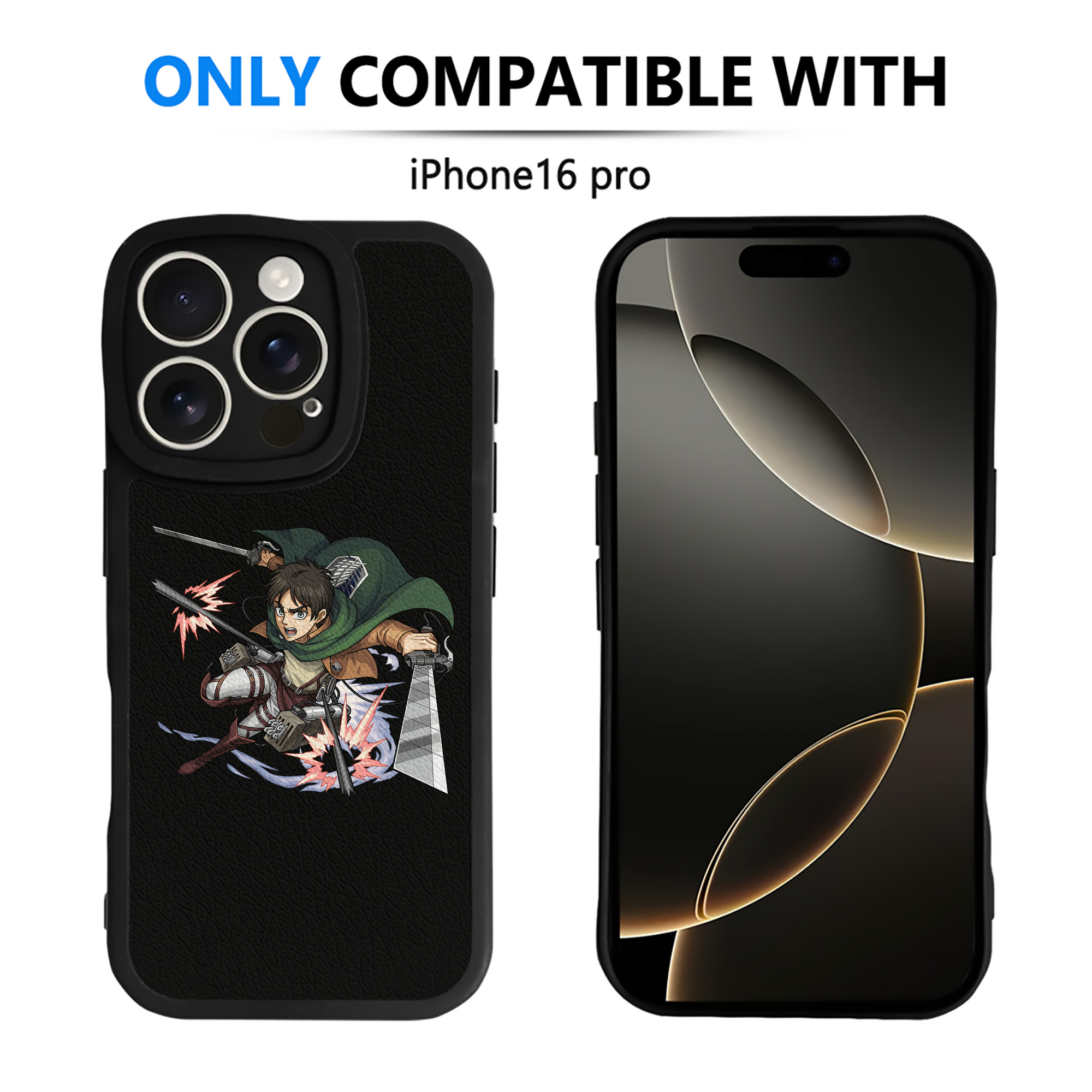 （画像用） 進撃の巨人 エレン･イェーガー Attack on Titan Eren Jäger 【iPhone 16シリーズ対応】シリコンスマホケース（レザー調） 材質：シリコン
